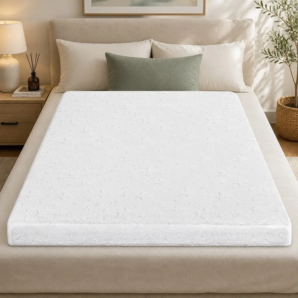 Memory Foam Mattress Topper Double Bed Dual-Layer Cooling Gel Bamboo Charcoal