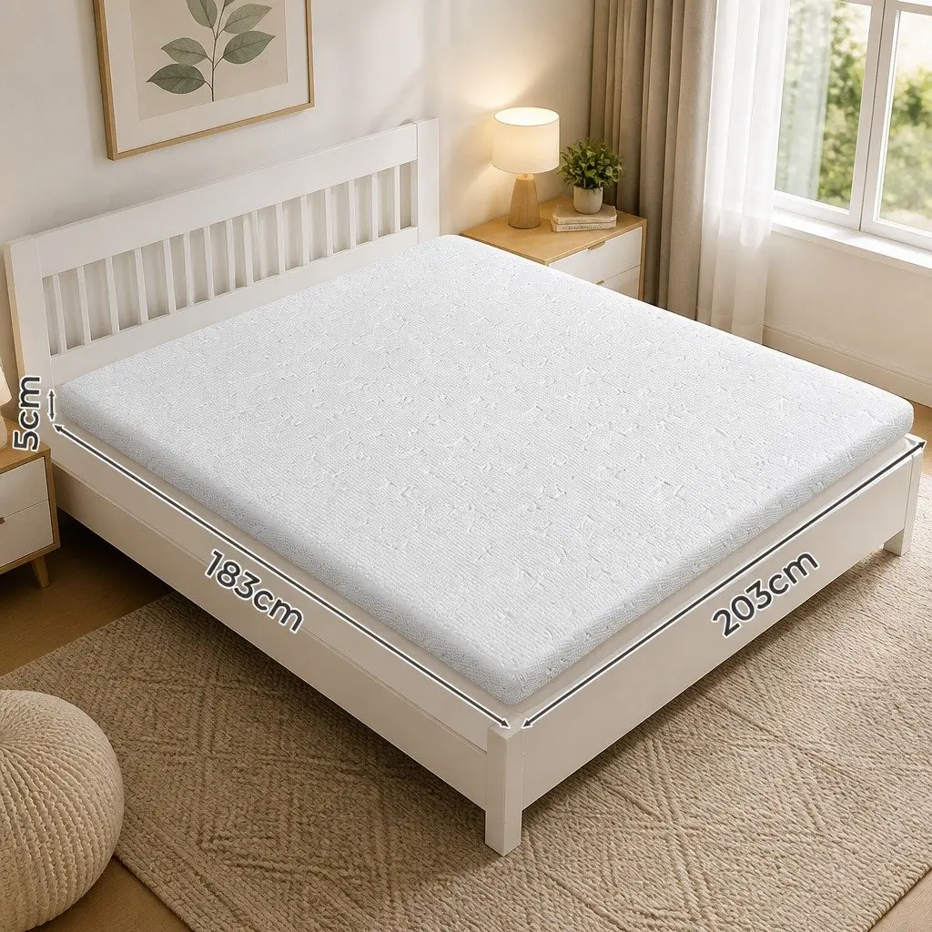 Memory Foam Mattress Topper Dual-Sided King 5cm Gel Bamboo Charcoal