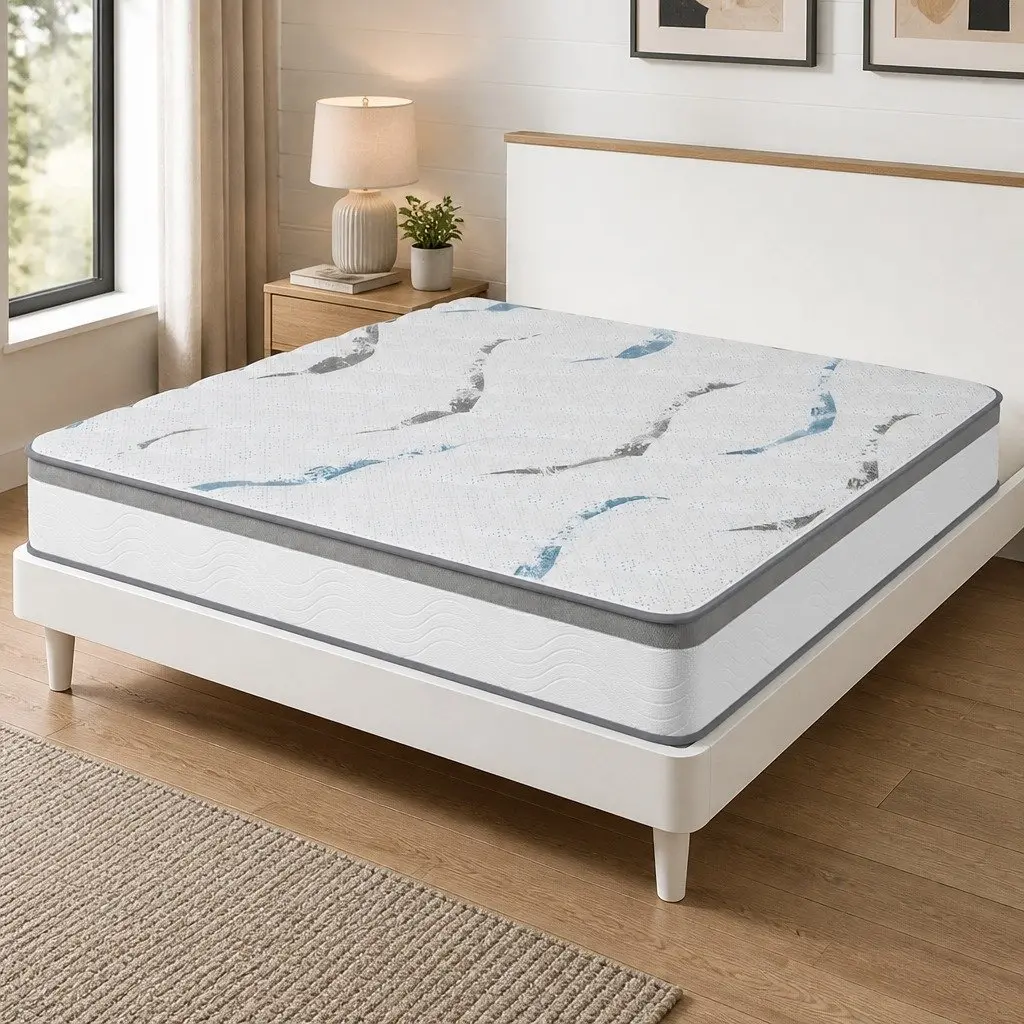 Double Pocket Spring Mattress Medium Firm 25cm Thick Knitted Fabric White