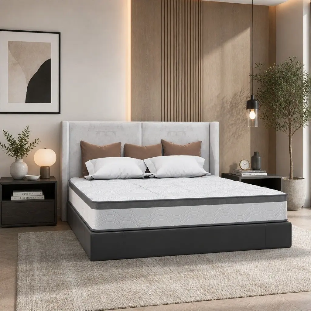 Double Pocket Spring Mattress Medium Firm 25cm Thick Knitted Fabric White