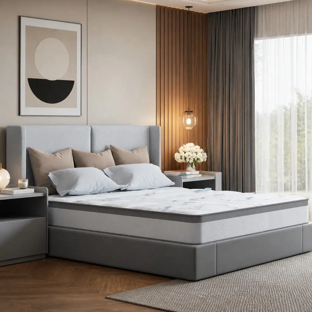Double Pocket Spring Mattress Medium Firm 25cm Thick Knitted Fabric White