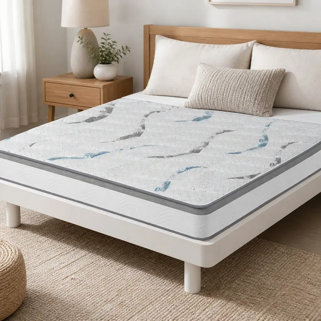King Single Spring Mattress 25cm Pocket Coil Medium Firm Support Knitted Fabric