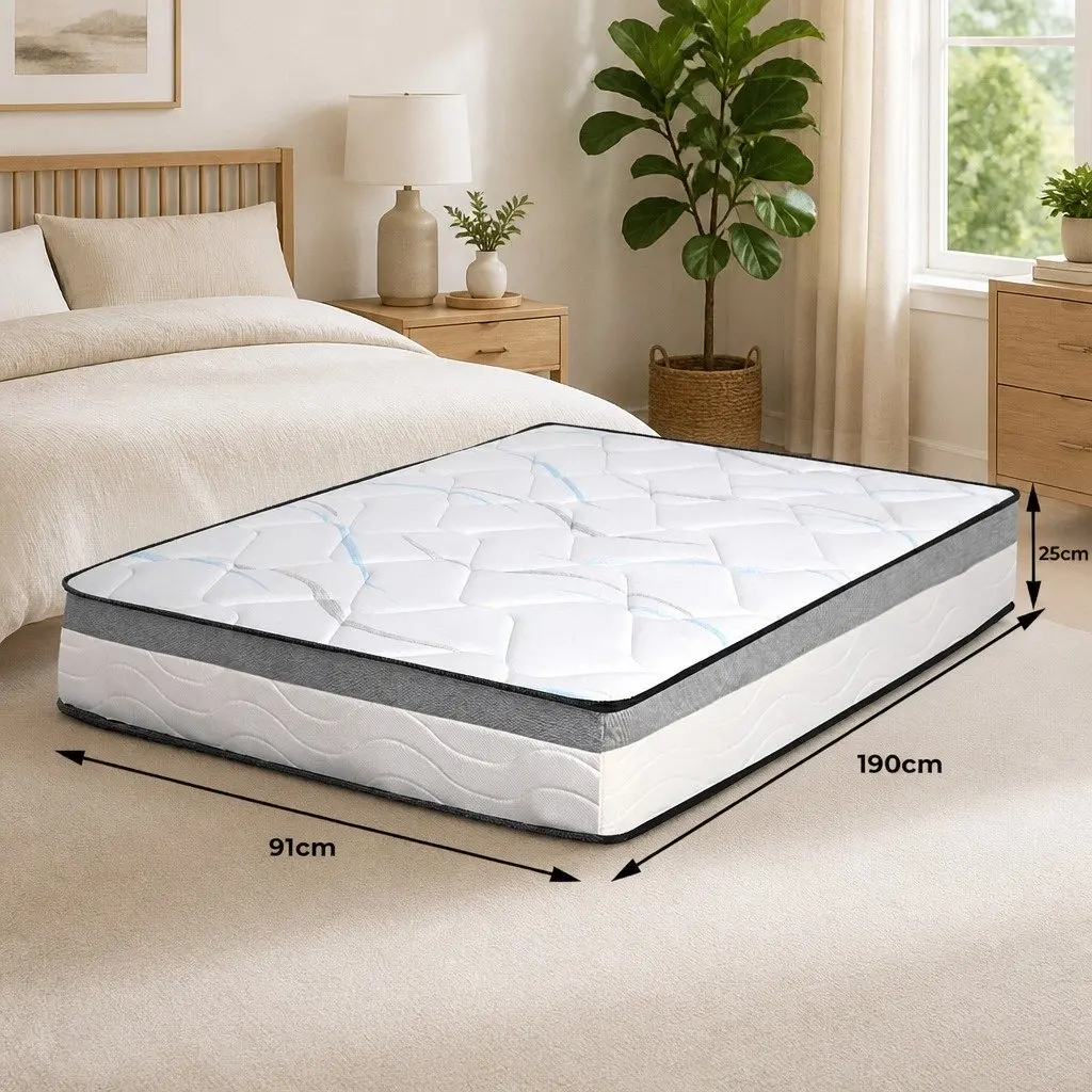 25cm Thick Pocket Coil Single Mattress