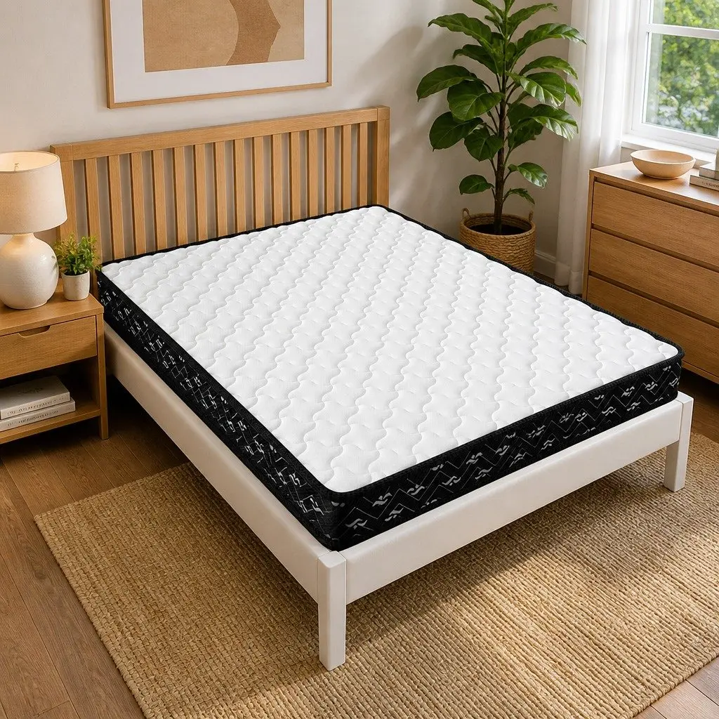 Queen Size Spring Mattress Pocket Tight Bonnell Core 203x153cm Hypoallergenic High Density Foam Knitted Fabric