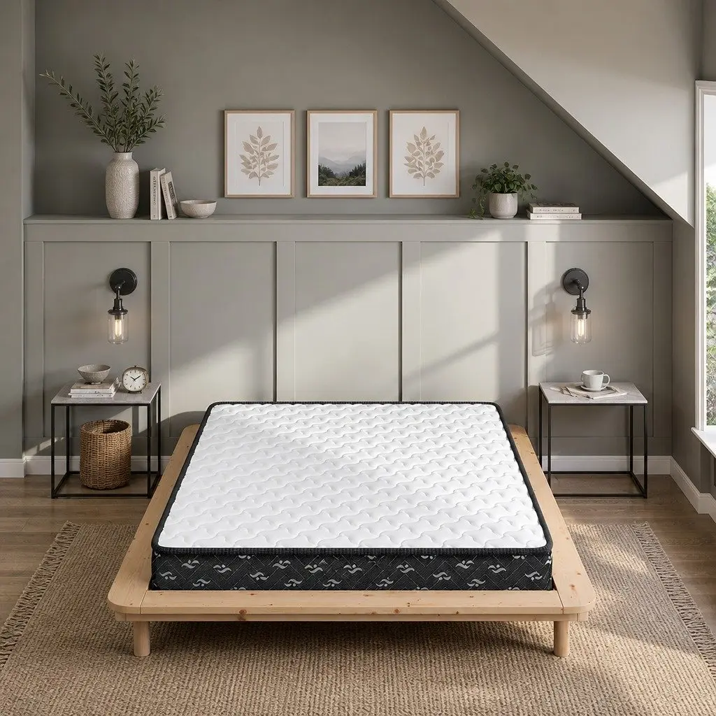 Queen Size Spring Mattress Pocket Tight Bonnell Core 203x153cm Hypoallergenic High Density Foam Knitted Fabric
