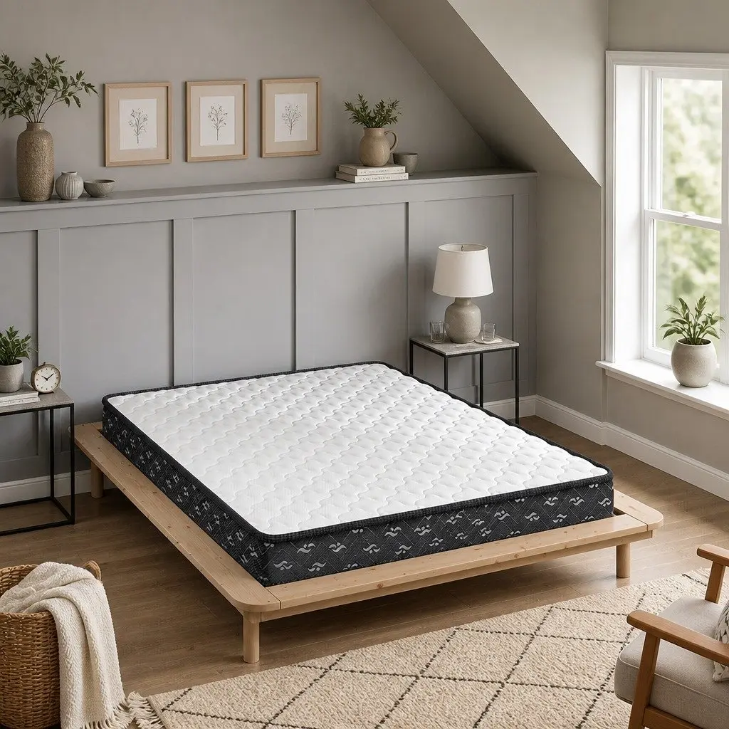 Queen Size Spring Mattress Pocket Tight Bonnell Core 203x153cm Hypoallergenic High Density Foam Knitted Fabric