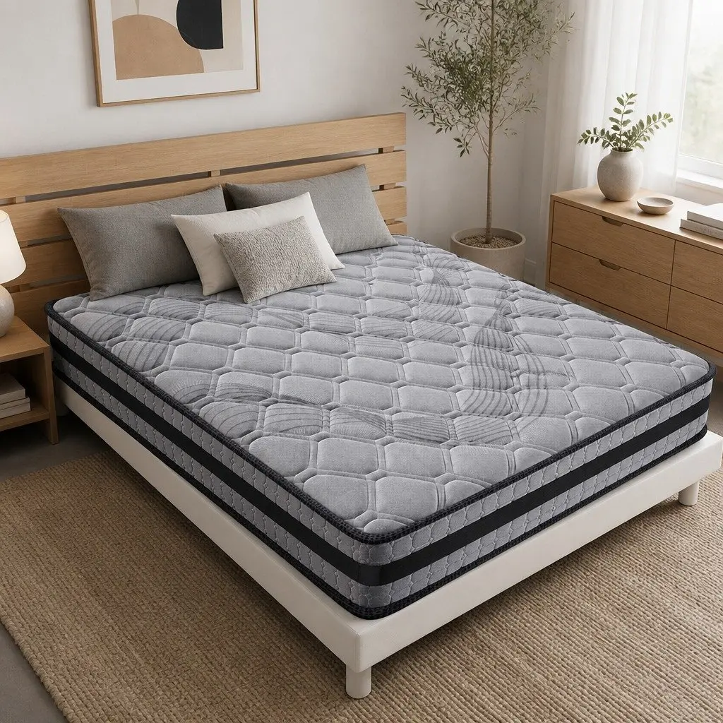 King Single Spring Mattress Pocket Coil Bed Medium Firm 5-Zone Sleep Support