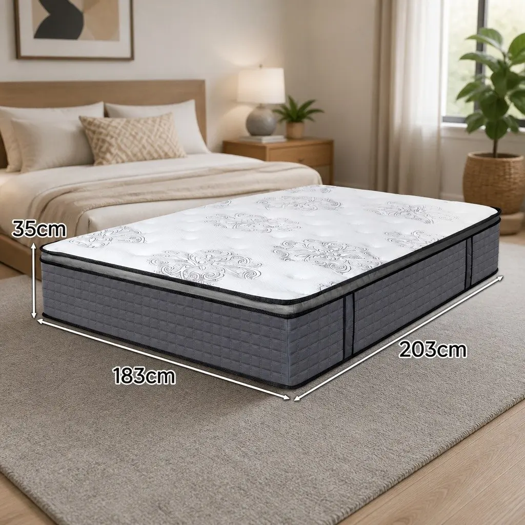 King Size Spring Mattress Medium Firm 5-Zone Pocket Coil Egg-Crate Foam