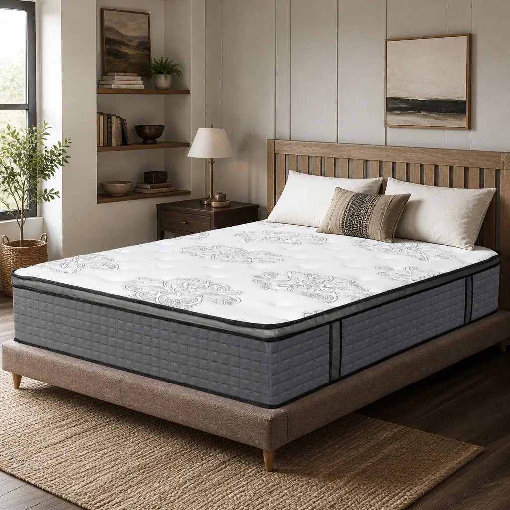 King Size Spring Mattress Medium Firm 5-Zone Pocket Coil Egg-Crate Foam
