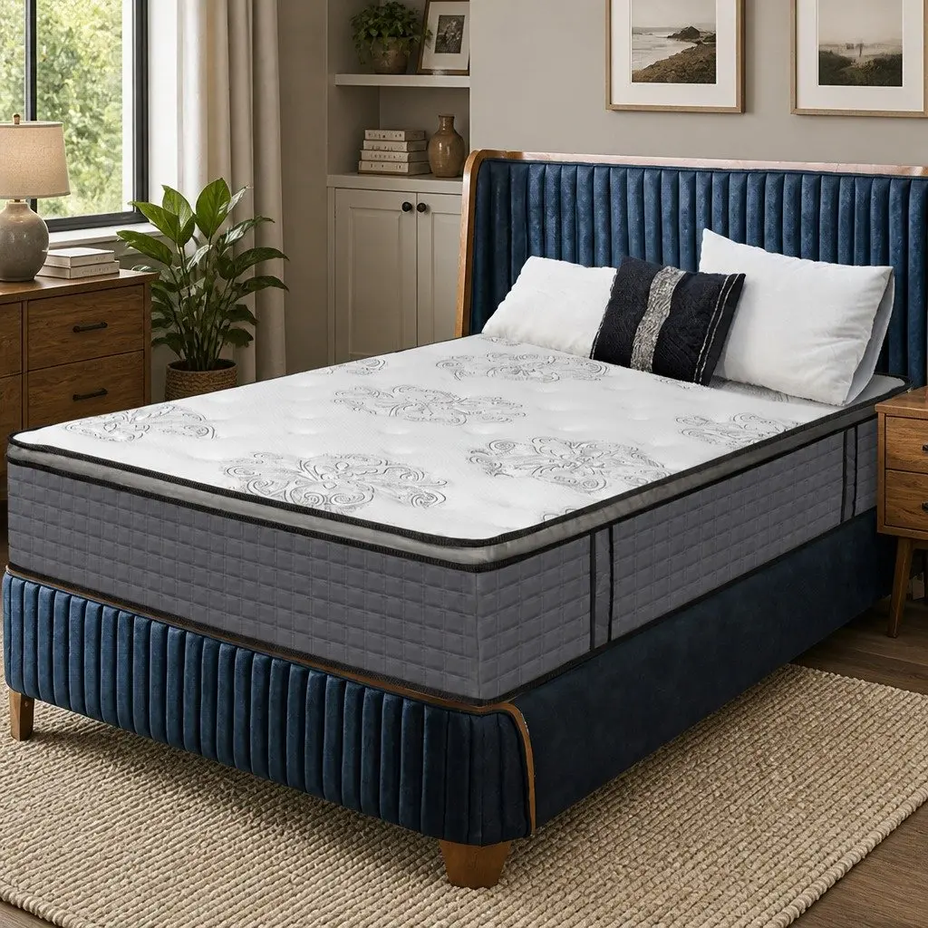 King Size Spring Mattress Medium Firm 5-Zone Pocket Coil Egg-Crate Foam