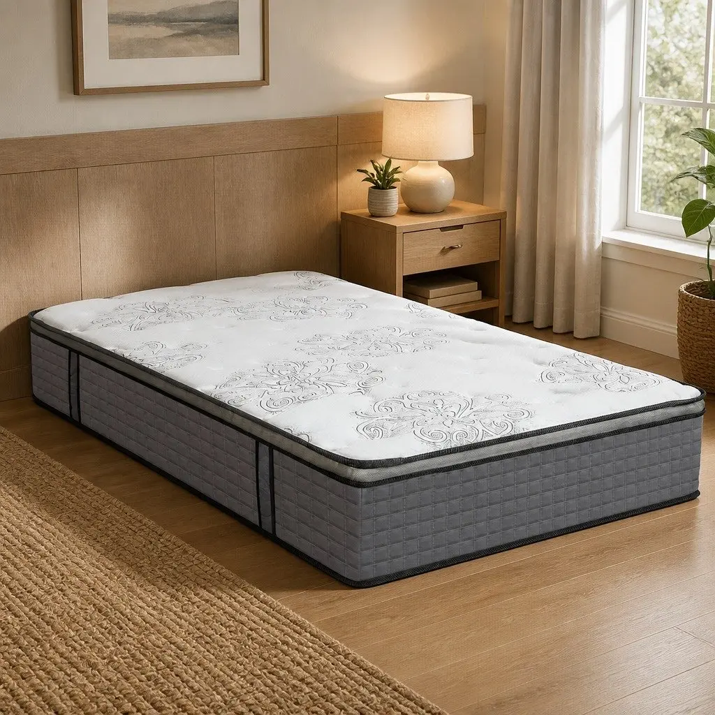 Single Spring Mattress Pocket Coil Medium Firmness Egg-Crate Foam 190cm x 91cm Fabric