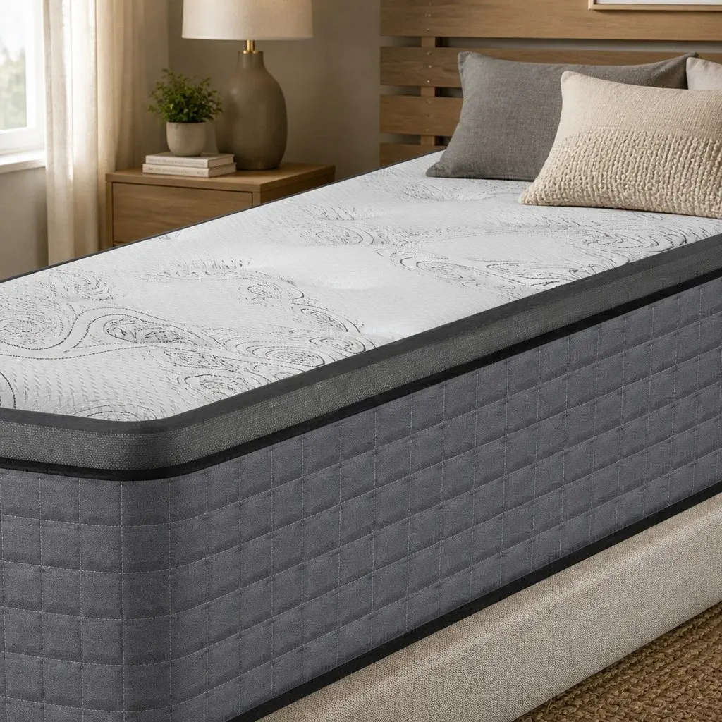 Single Spring Mattress Pocket Coil Medium Firmness Egg-Crate Foam 190cm x 91cm Fabric