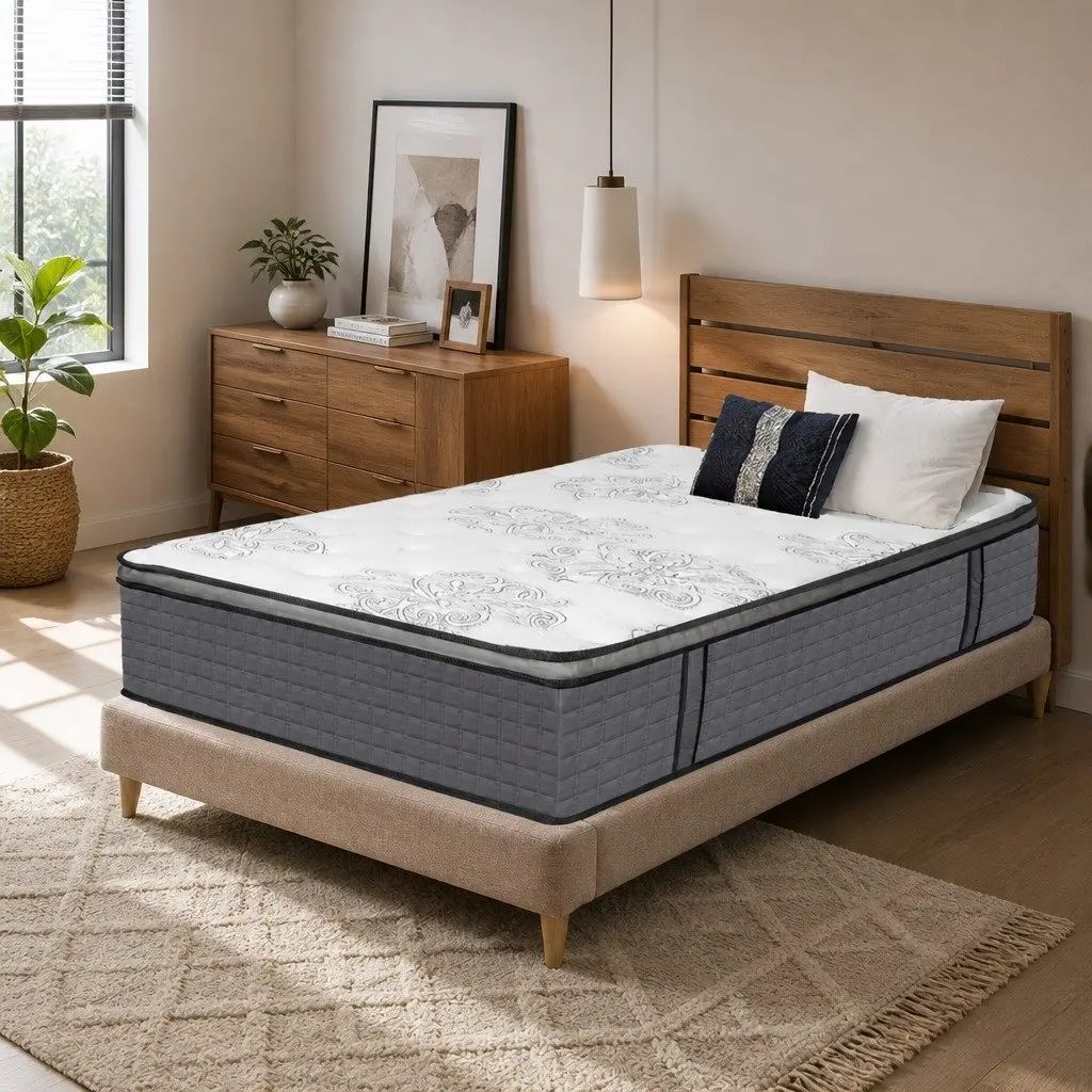 Single Spring Mattress Pocket Coil Medium Firmness Egg-Crate Foam 190cm x 91cm Fabric