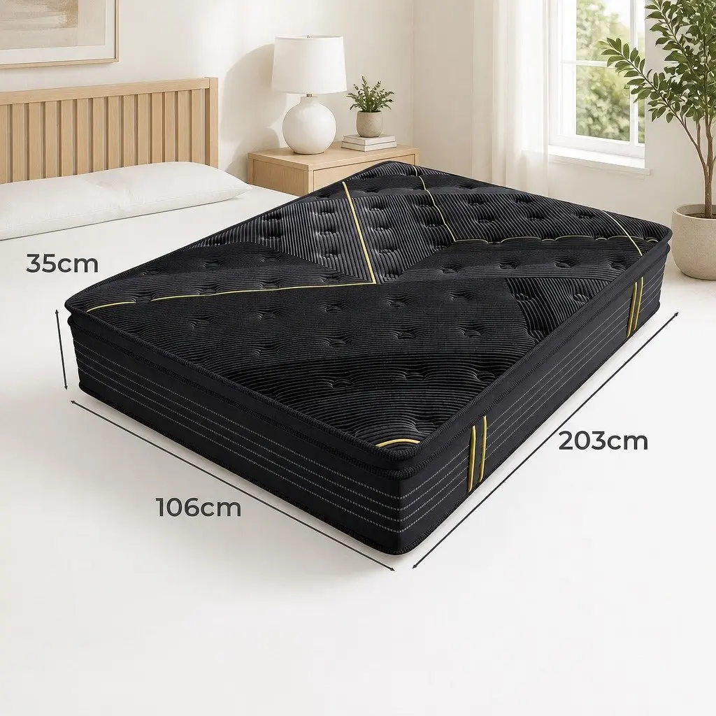 King Single Spring Mattress Bamboo Charcoal Euro Top 35cm Support