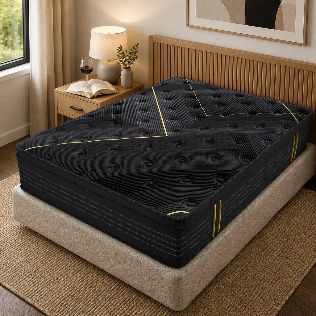 Spring Mattress Bamboo Charcoal Euro Top Double Bed Pocket Coil Support 188cm L x 138cm W 35cm Thickness