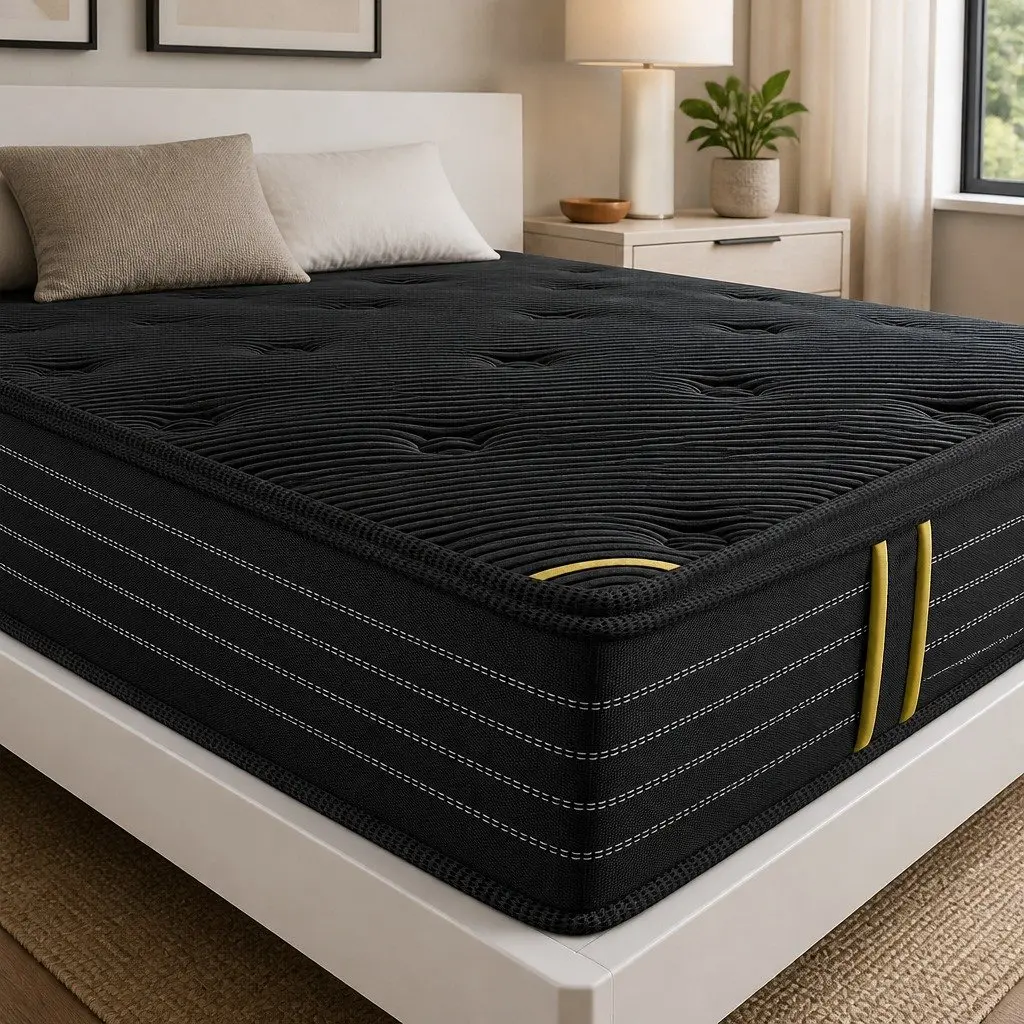 Spring Mattress Bamboo Charcoal Euro Top Double Bed Pocket Coil Support 188cm L x 138cm W 35cm Thickness