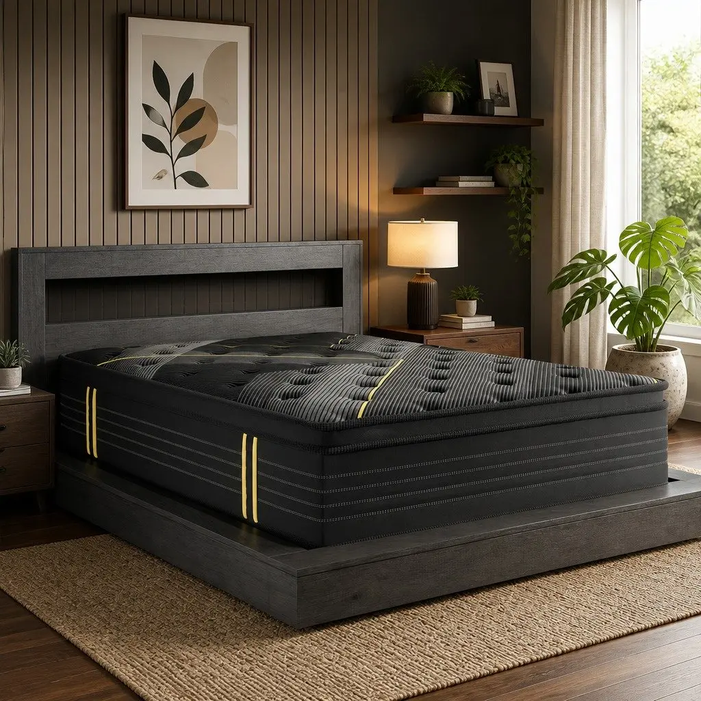 Spring Mattress Bamboo Charcoal Euro Top Double Bed Pocket Coil Support 188cm L x 138cm W 35cm Thickness