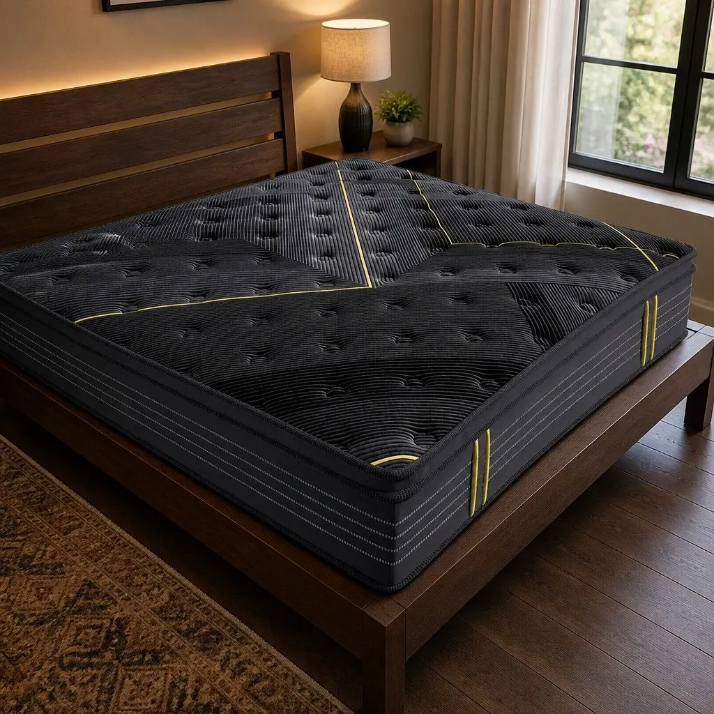 Queen Pocket Spring Mattress Bamboo Charcoal Foam 203cm x 153cm Black
