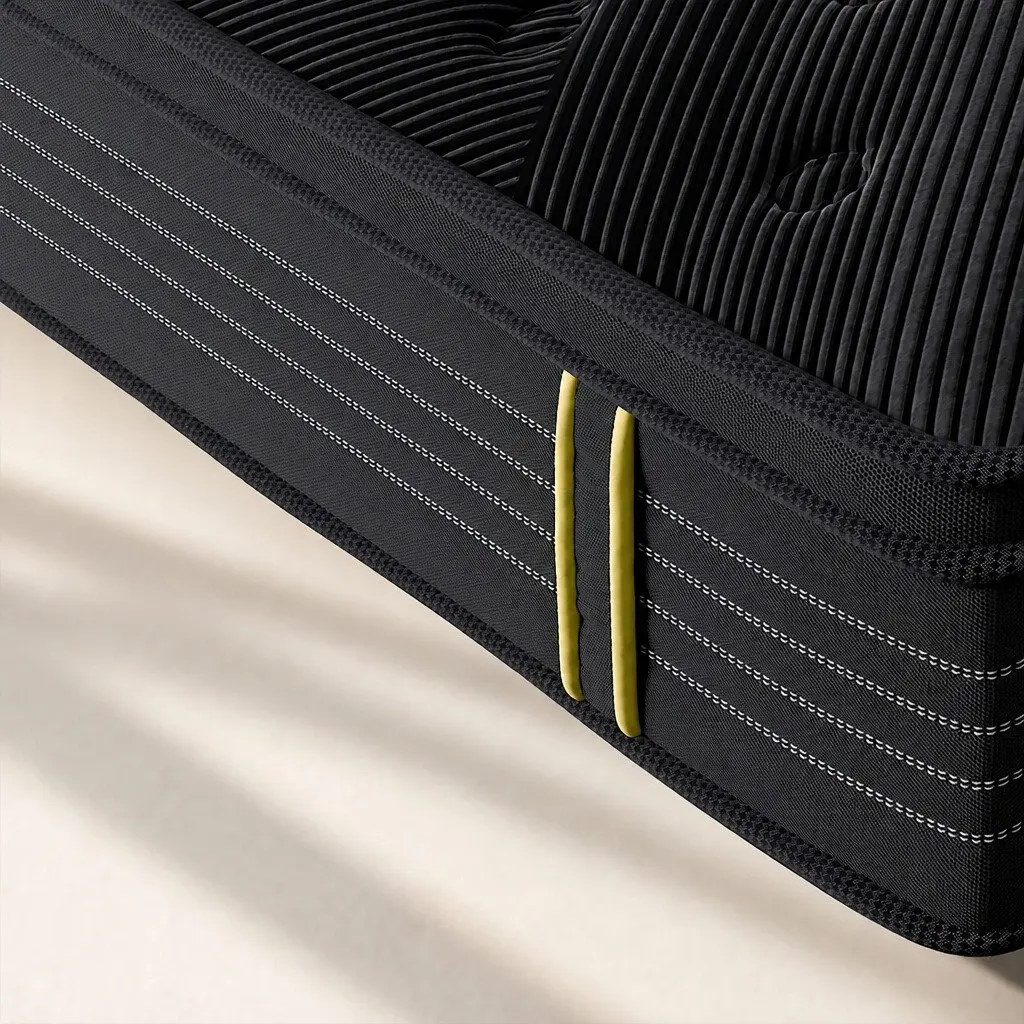 Queen Pocket Spring Mattress Bamboo Charcoal Foam 203cm x 153cm Black