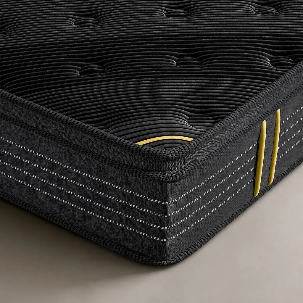 Queen Pocket Spring Mattress Bamboo Charcoal Foam 203cm x 153cm Black