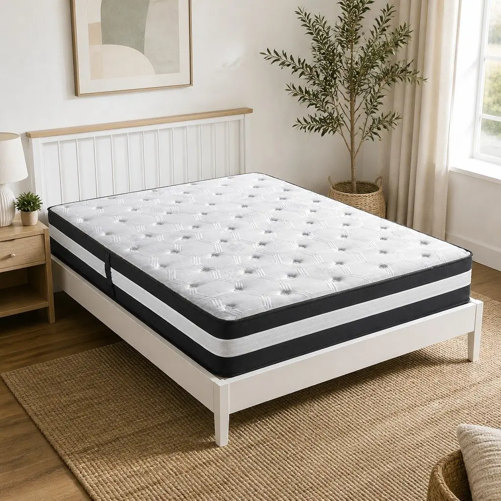 King Single Cooling Mattress 25cm Medium Firm 5 Zone Pocket Spring Ice Silk Cloth Cool Gel Infused Memory Foam