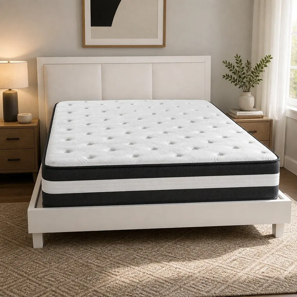 King Single Cooling Mattress 25cm Medium Firm 5 Zone Pocket Spring Ice Silk Cloth Cool Gel Infused Memory Foam