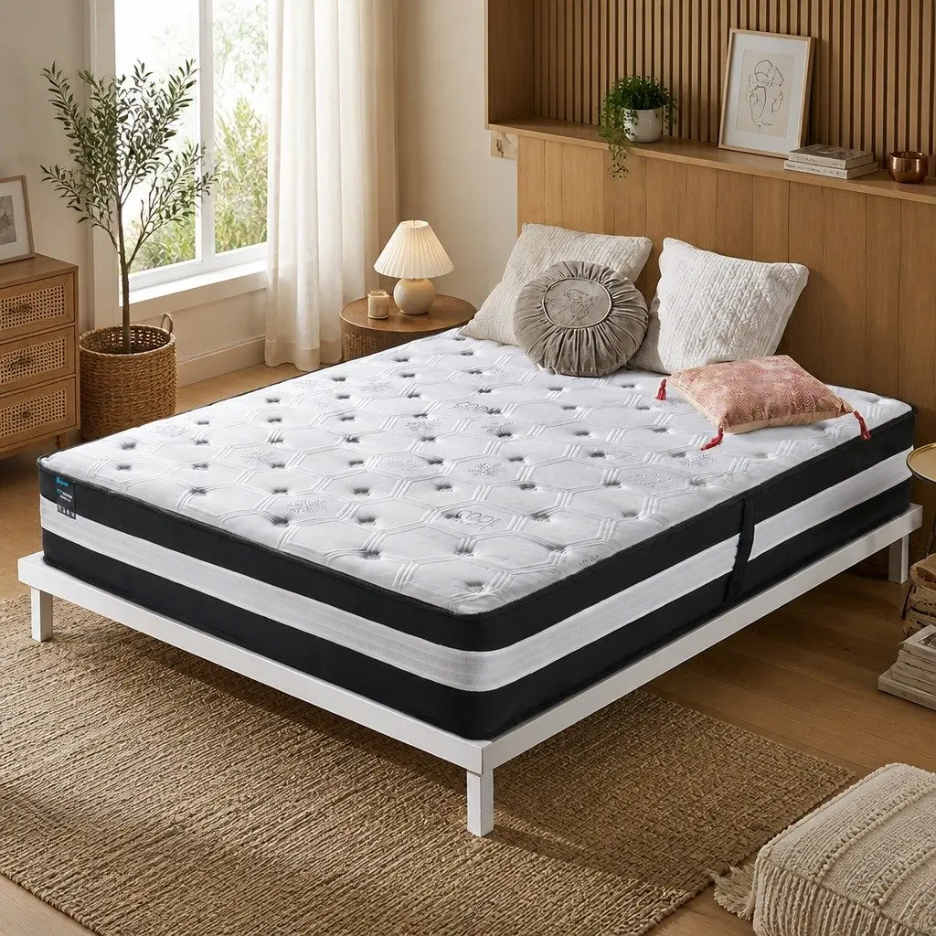 King Single Cooling Mattress 25cm Medium Firm 5 Zone Pocket Spring Ice Silk Cloth Cool Gel Infused Memory Foam