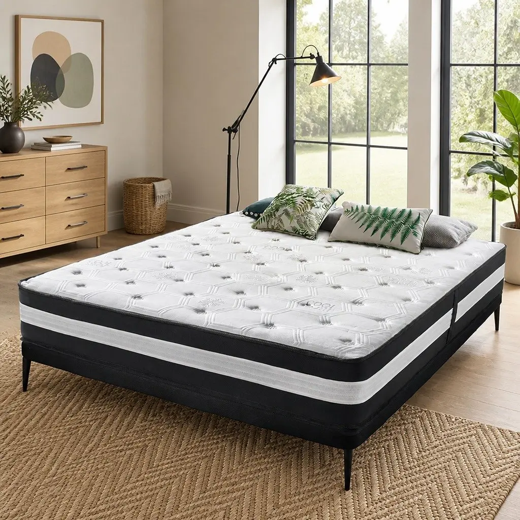 King Single Cooling Mattress 25cm Medium Firm 5 Zone Pocket Spring Ice Silk Cloth Cool Gel Infused Memory Foam