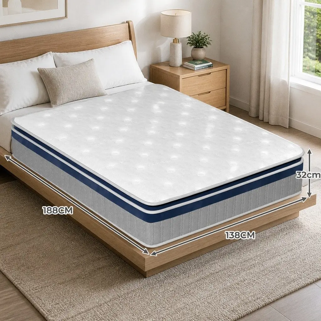 Pillow Top Double Spring Mattress with Pocket Coil Support