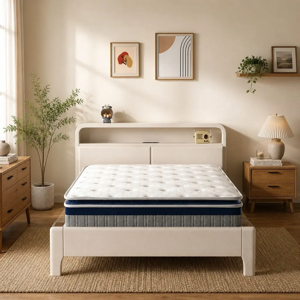 Pillow Top Double Spring Mattress with Pocket Coil Support