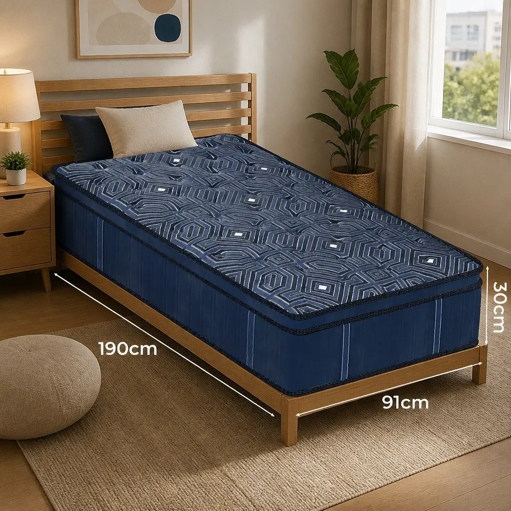 Single Euro Top Spring Mattress 30CM Pocket Coil System