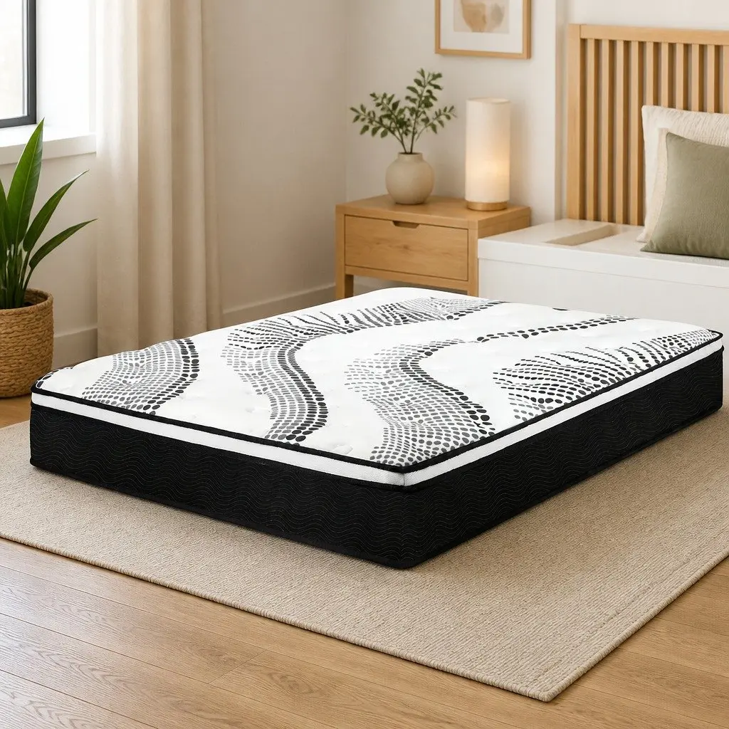 Queen Mattress 7 Zone Pocket Spring Medium Firm Hybrid Foam Support Bed