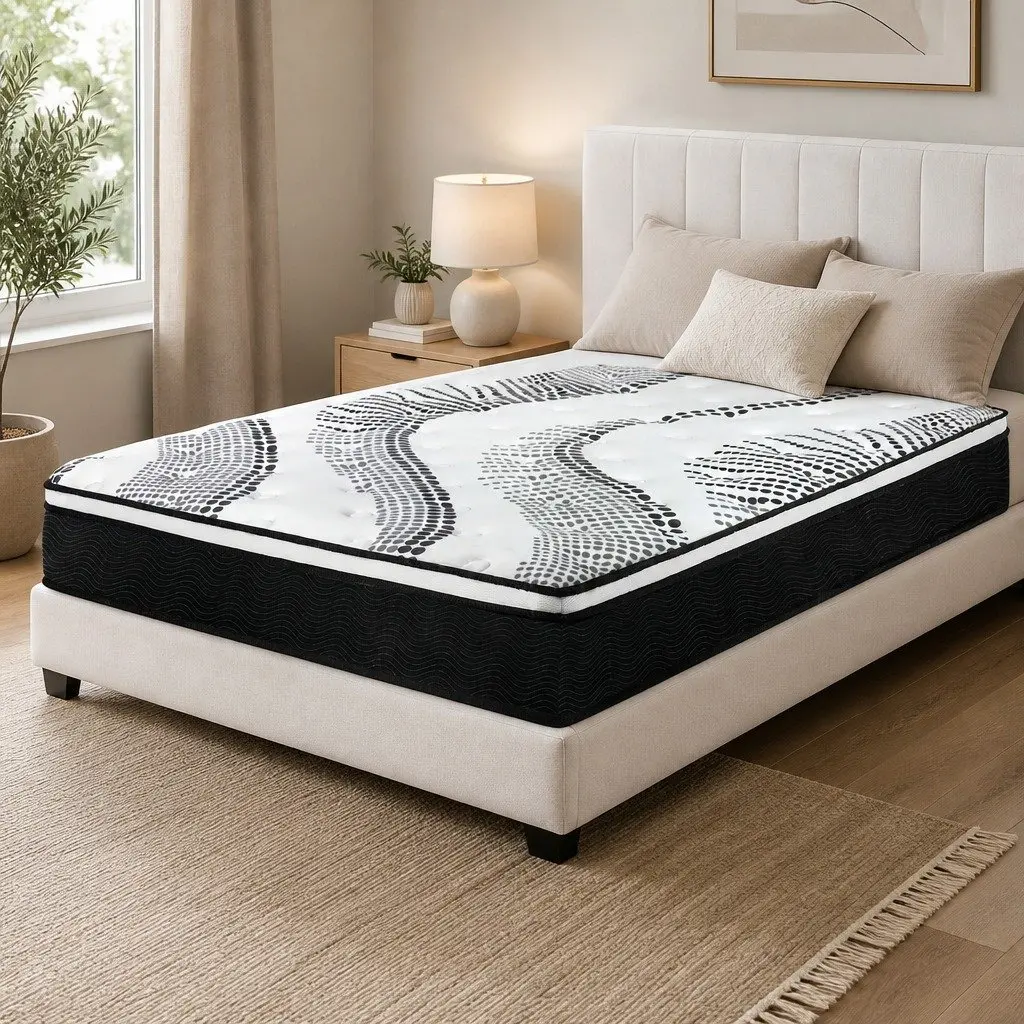 Queen Mattress 7 Zone Pocket Spring Medium Firm Hybrid Foam Support Bed