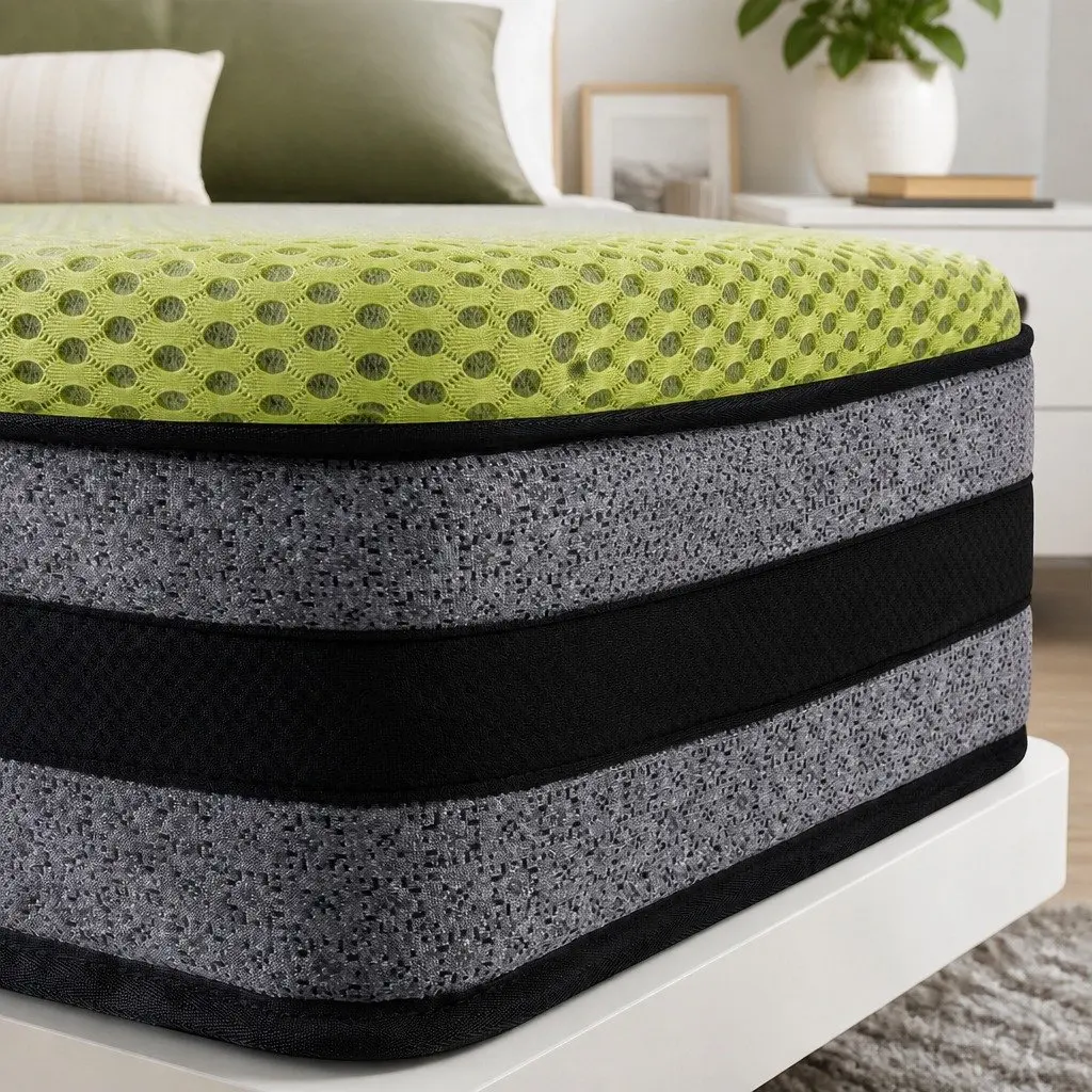 Pocket Spring Mattress Medium-Firm Cooling Gel Memory Foam King Size Knitted Bamboo Fibre Fabric