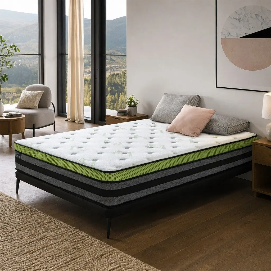 Pocket Spring Mattress Medium-Firm Cooling Gel Memory Foam King Size Knitted Bamboo Fibre Fabric