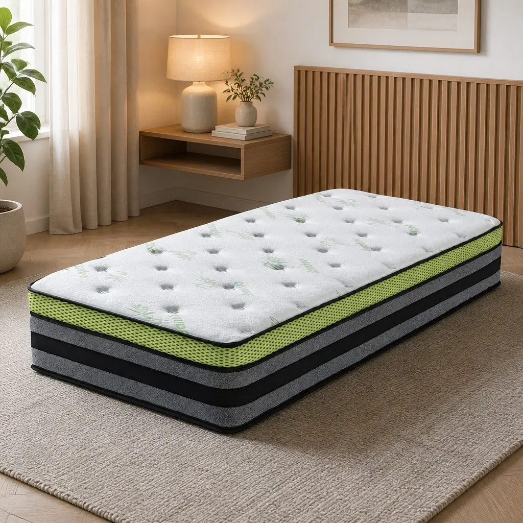 Single Pocket Spring Mattress Cooling Gel Memory Foam Medium-Firm Support
