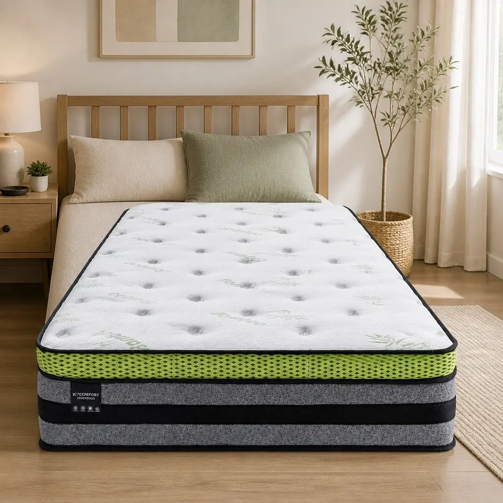 Single Pocket Spring Mattress Cooling Gel Memory Foam Medium-Firm Support