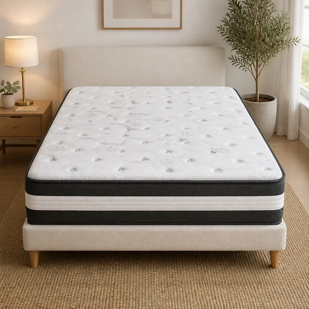 Double Pocket Spring Mattress 5 Zone 25cm Medium Firm Cool Gel Ice Silk Bed