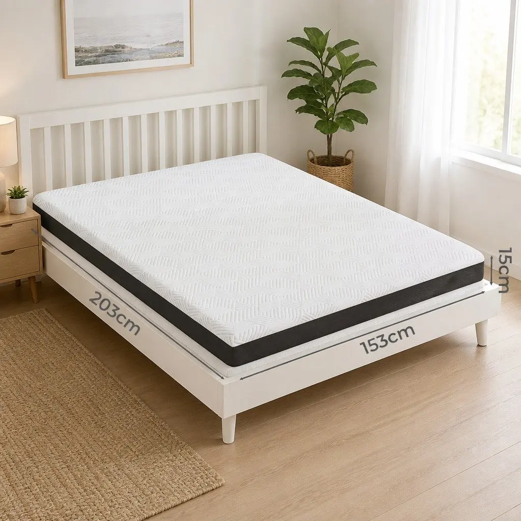 Gel Memory Foam Mattress 15cm Medium Firm Cooling Sleep Pad