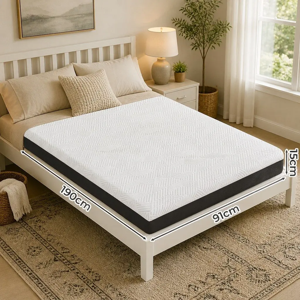 Single Mattress Gel Memory Foam Cooling Breathable 15cm Medium Firm Support