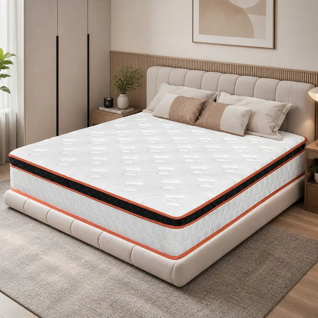 Pocket Spring Mattress Hybrid Foam Medium Firm Queen 7 Zone Support Orthopedic