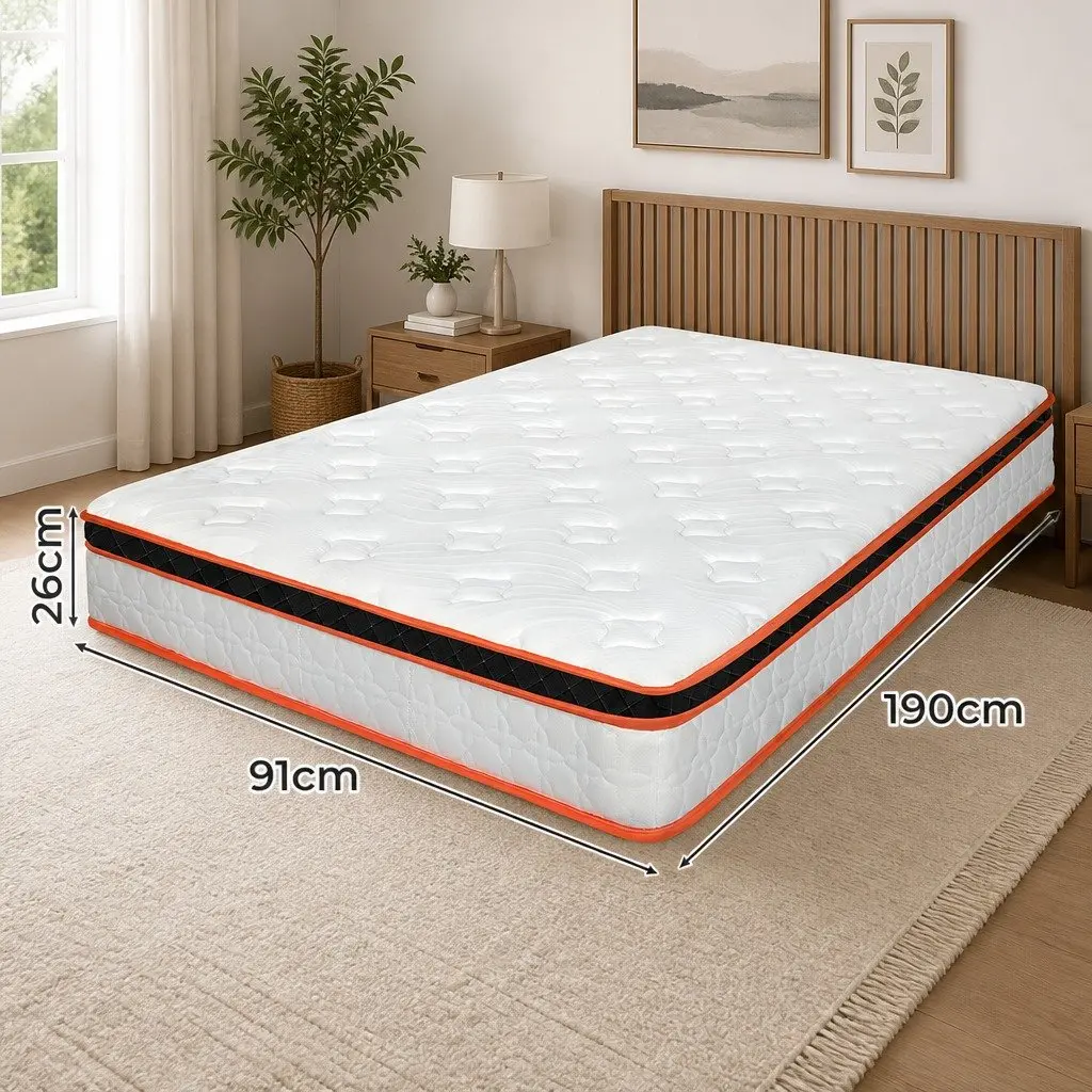 7 Zone Pocket Spring Mattress Medium Firm Single Hybrid Foam Support Orthopedic
