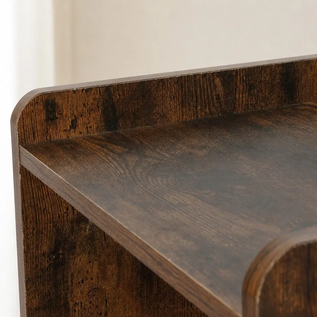 Oak Nightstand with LED Light and USB Charger