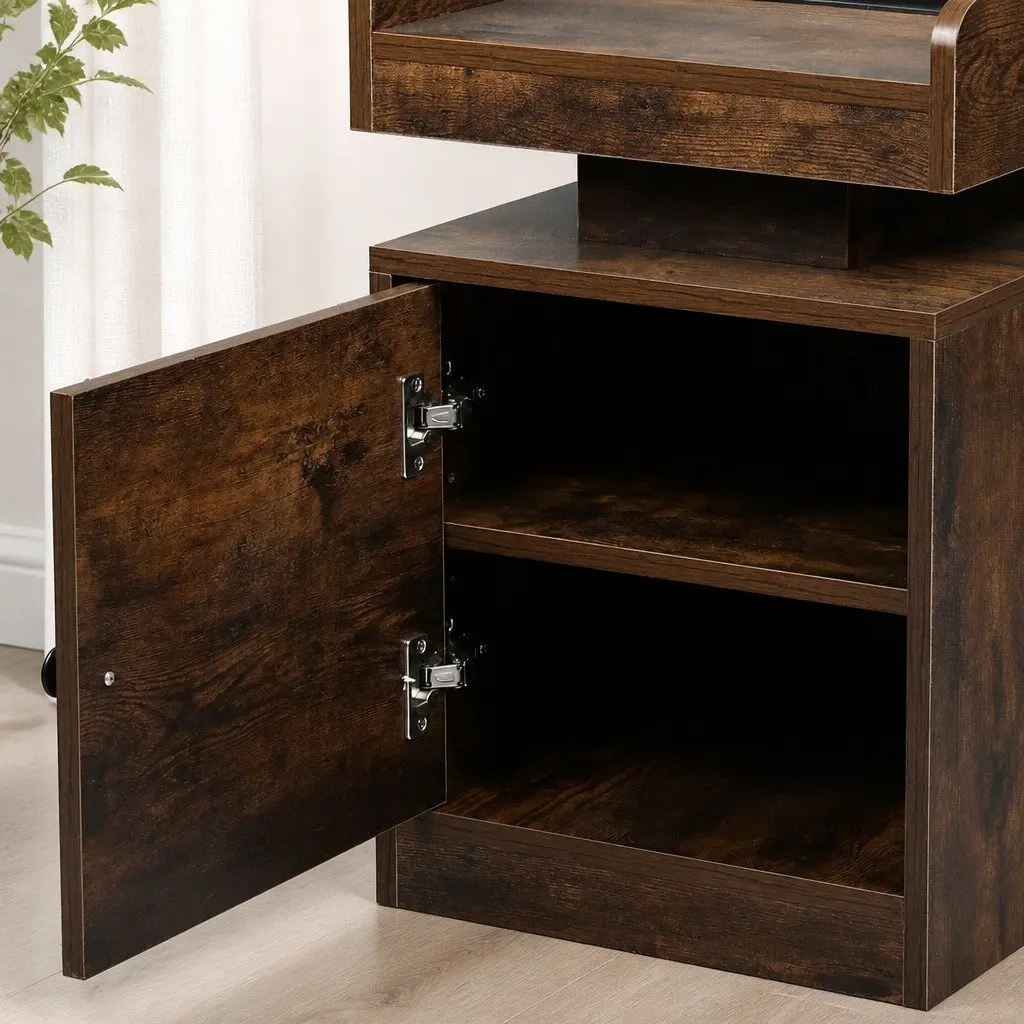 Oak Bedside Table with USB Charging and LED Lights