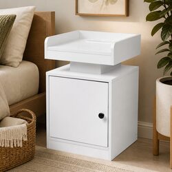 Stylish Bedside Table with USB Charger and LED Lights