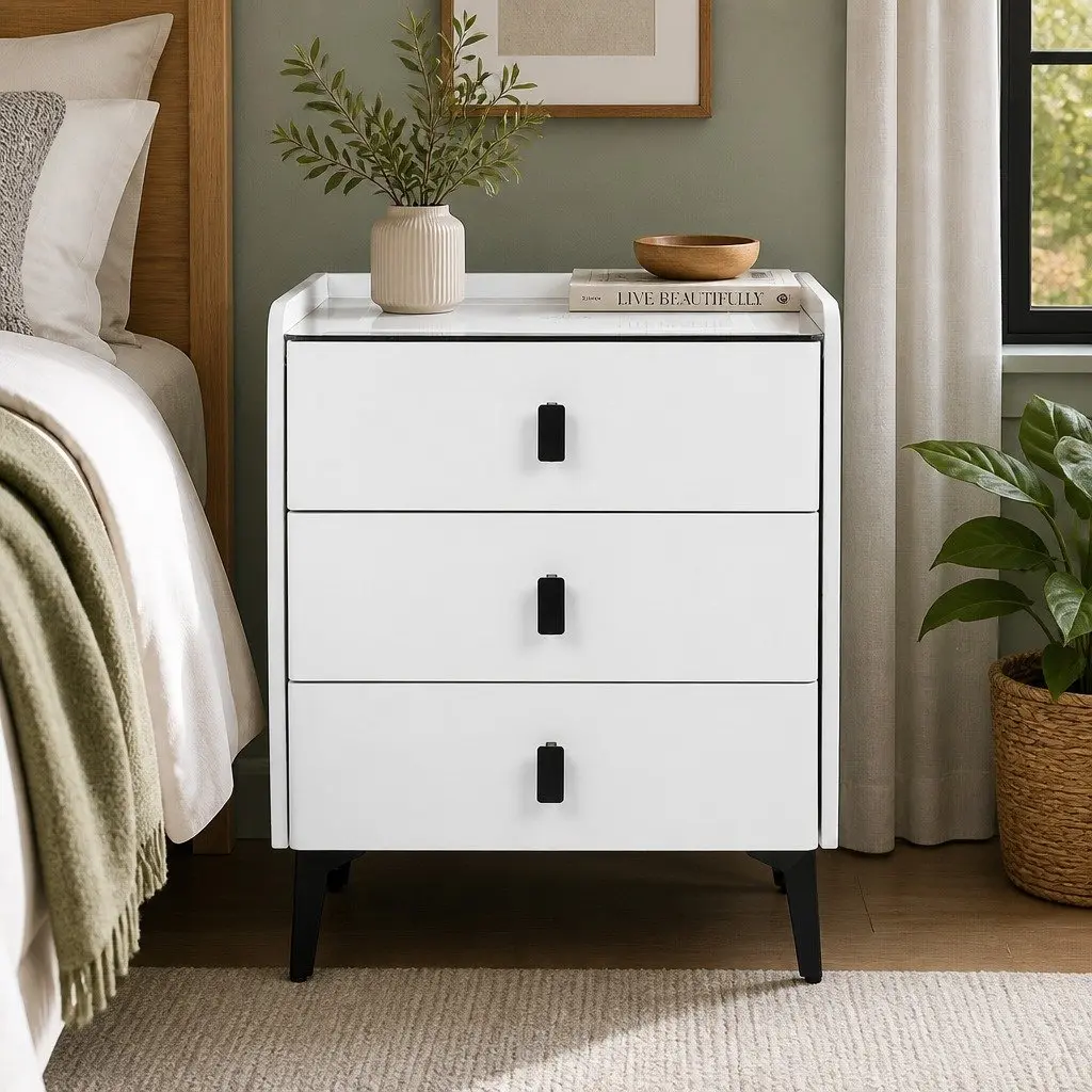 Bedside Table with LED Lights and Bluetooth Speaker