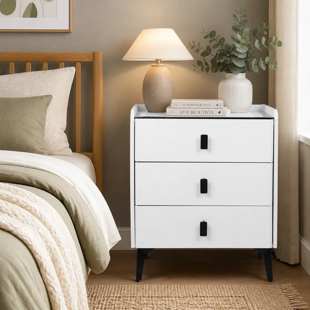 Bedside Table with LED Lights and Bluetooth Speaker