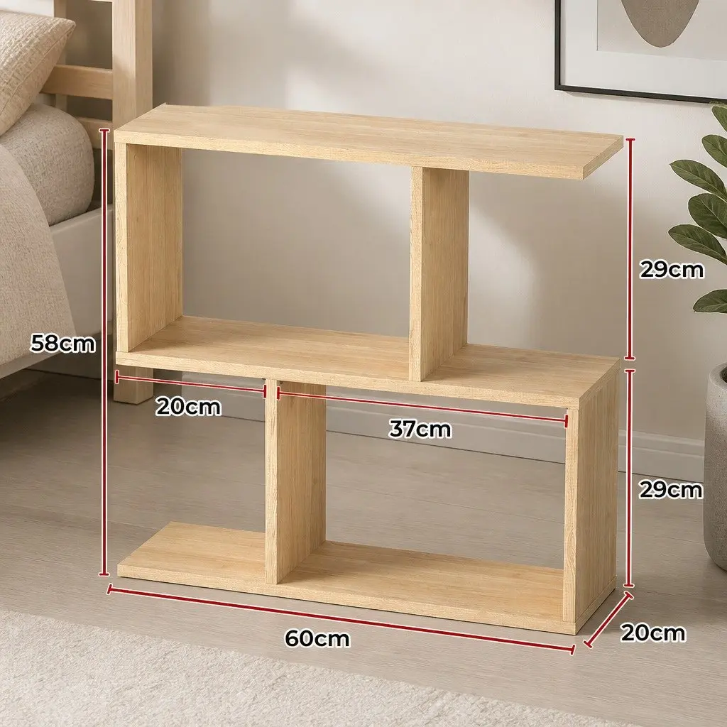 Slim 2 Tier Narrow Side Table Bedside Nightstand Modern Storage Compact