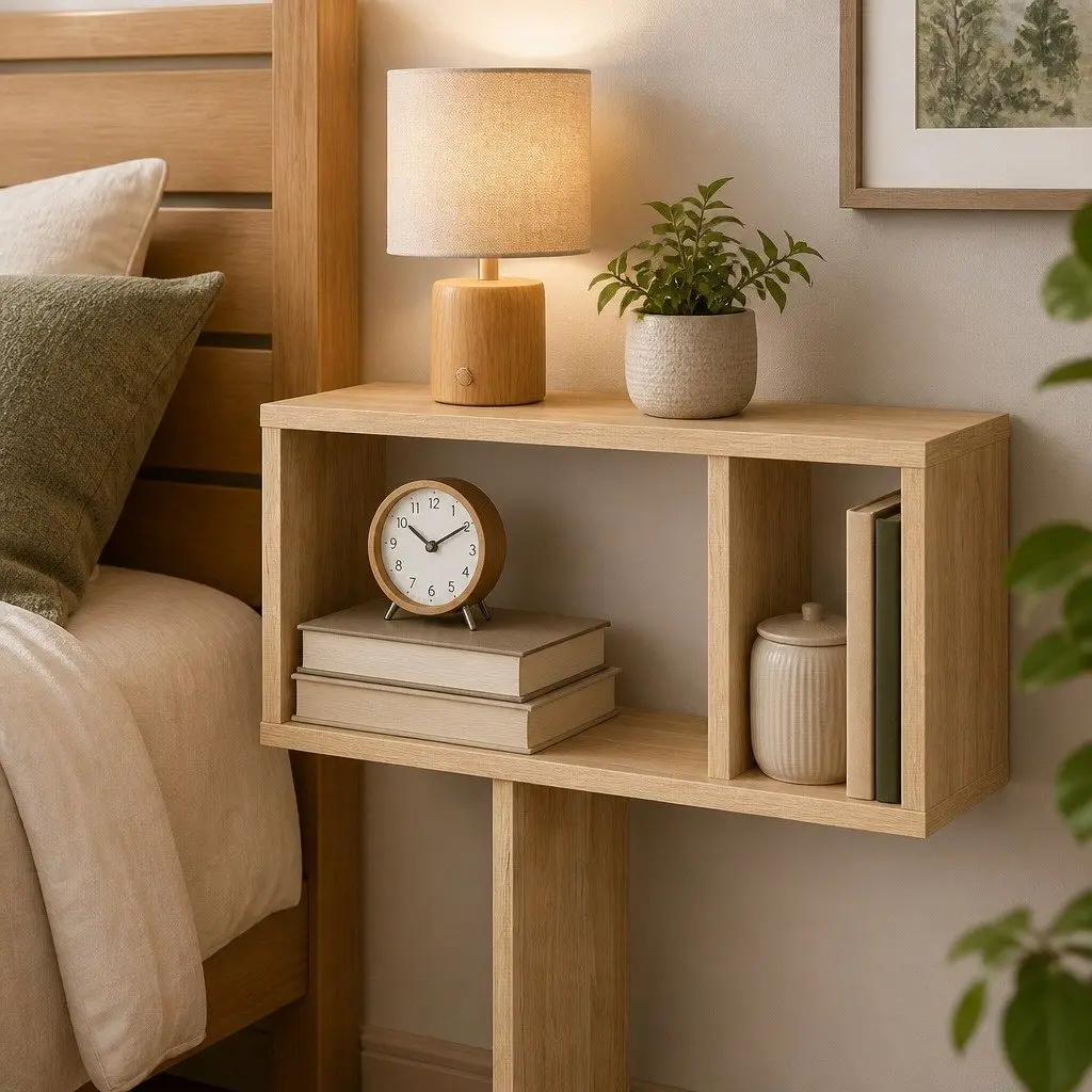 Slim 2 Tier Narrow Side Table Bedside Nightstand Modern Storage Compact