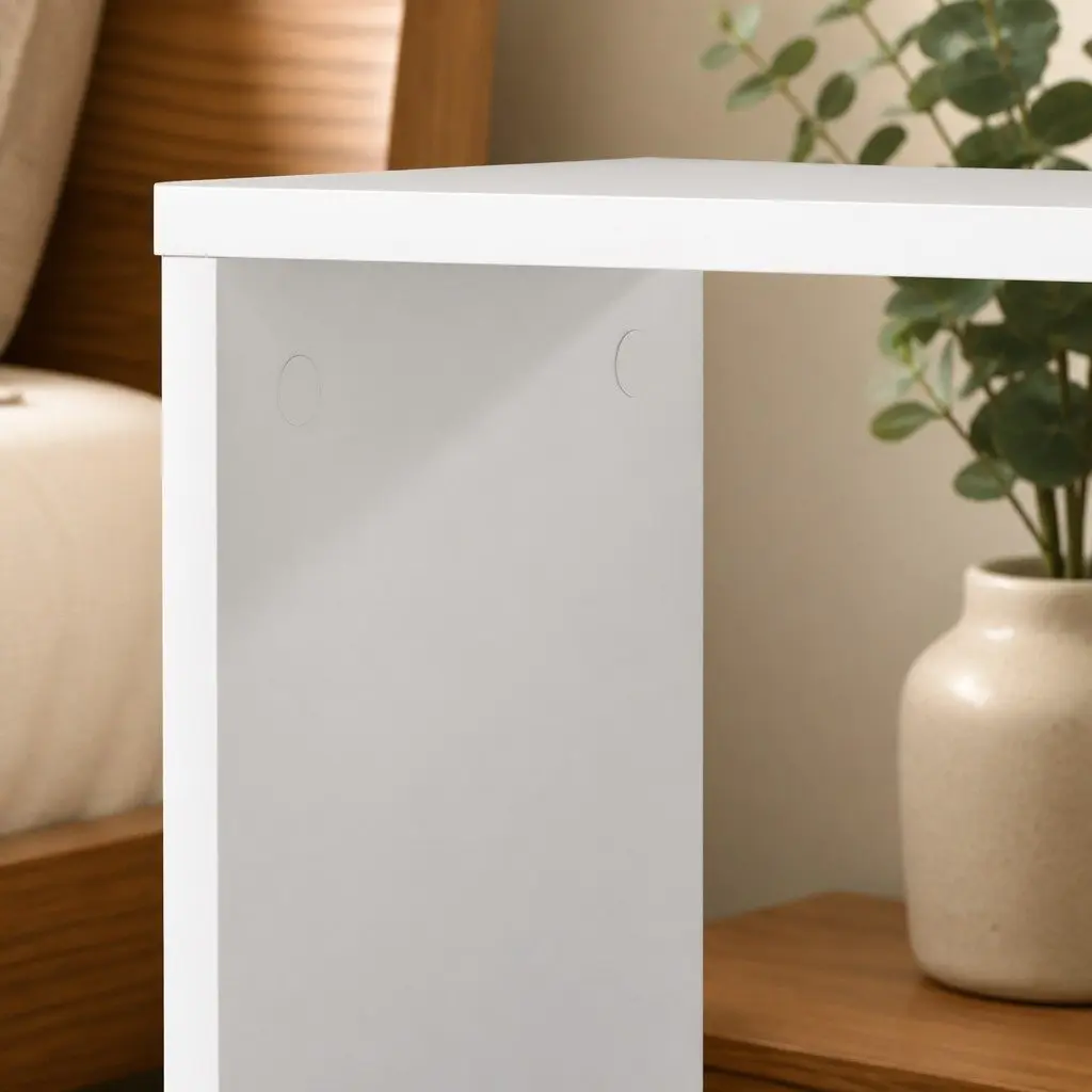 Slim 2 Tier Narrow Side Table Bedside Nightstand Storage Shelf Compact Modern